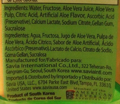Aloe vera drink original flavor - Ingrédients