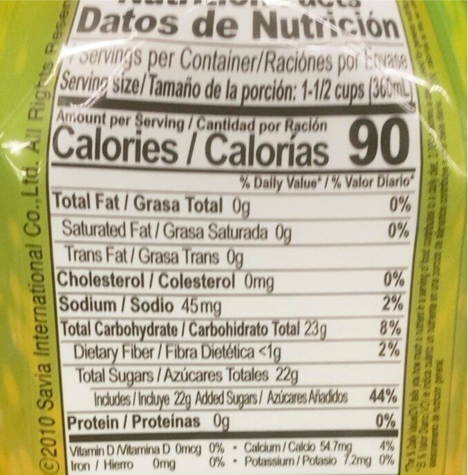 Aloe vera drink original flavor - Tableau nutritionnel - en