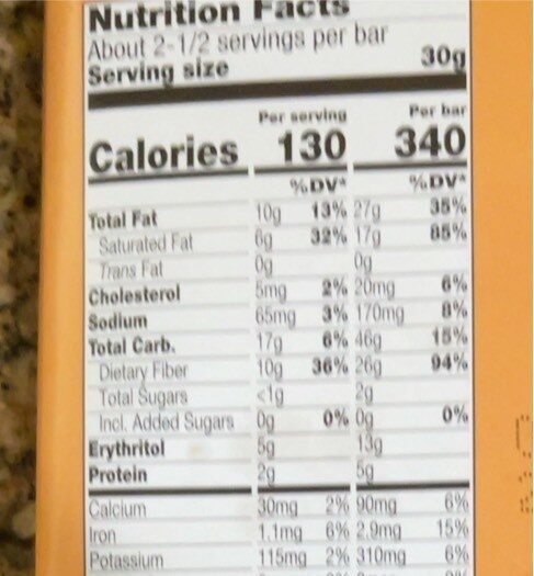 Lilys sweets caramelized salted chocolate bar - Nutrition facts