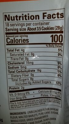 Orange Cranberry Twice Baked Cookies - Voedingswaarden - en