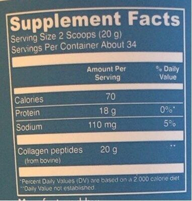 Collagen Peptides - Nutrition facts