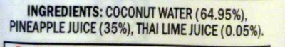 Coconut Water - Pineapple - Ingredients