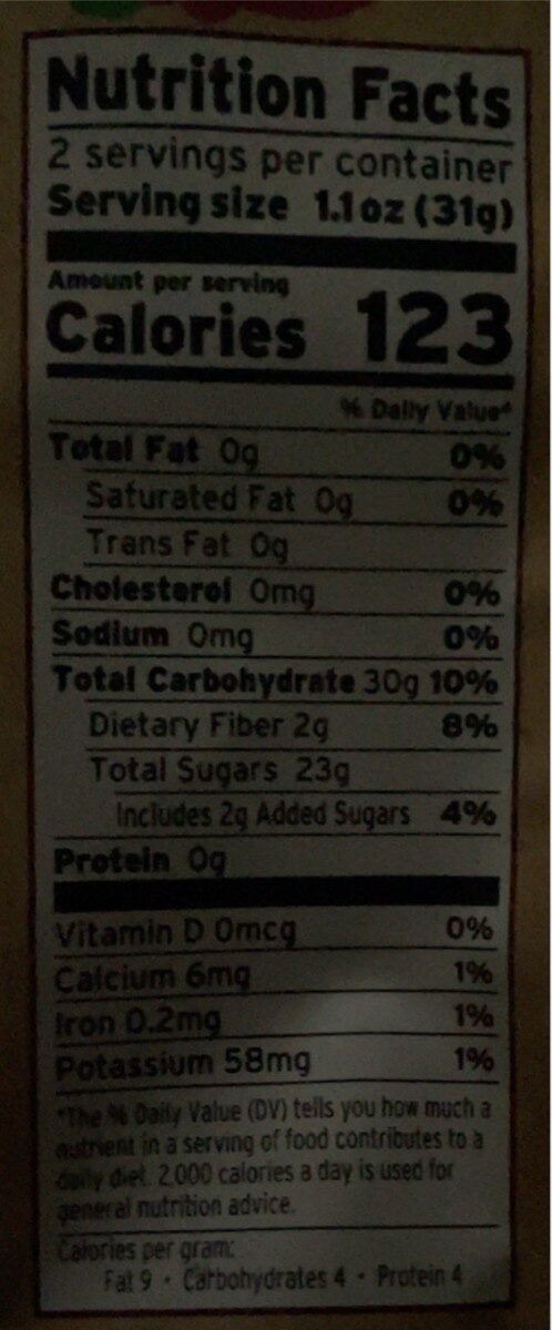 Cranberry Apple Chips - Nutrition facts