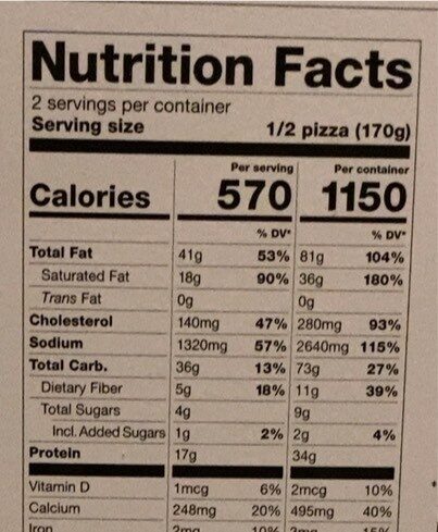 Uncured pepperoni pizza - Nutrition facts
