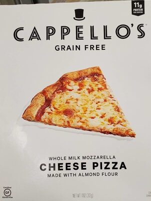 Cappello's Gluten Free, Capellos Almond Flour Cheese Pizza, barcode: 0859553004382, has 0 potentially harmful, 1 questionable, and
    1 added sugar ingredients.