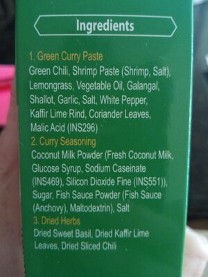Green Curry Thai Meal Kit - Ingrediënten - en
