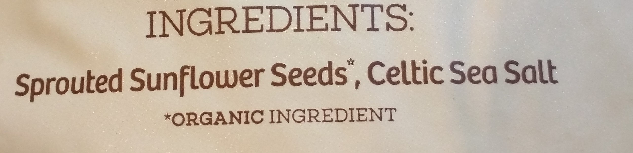 Go raw, sprouted sunflower seeds with celtic sea salt - Ingredients