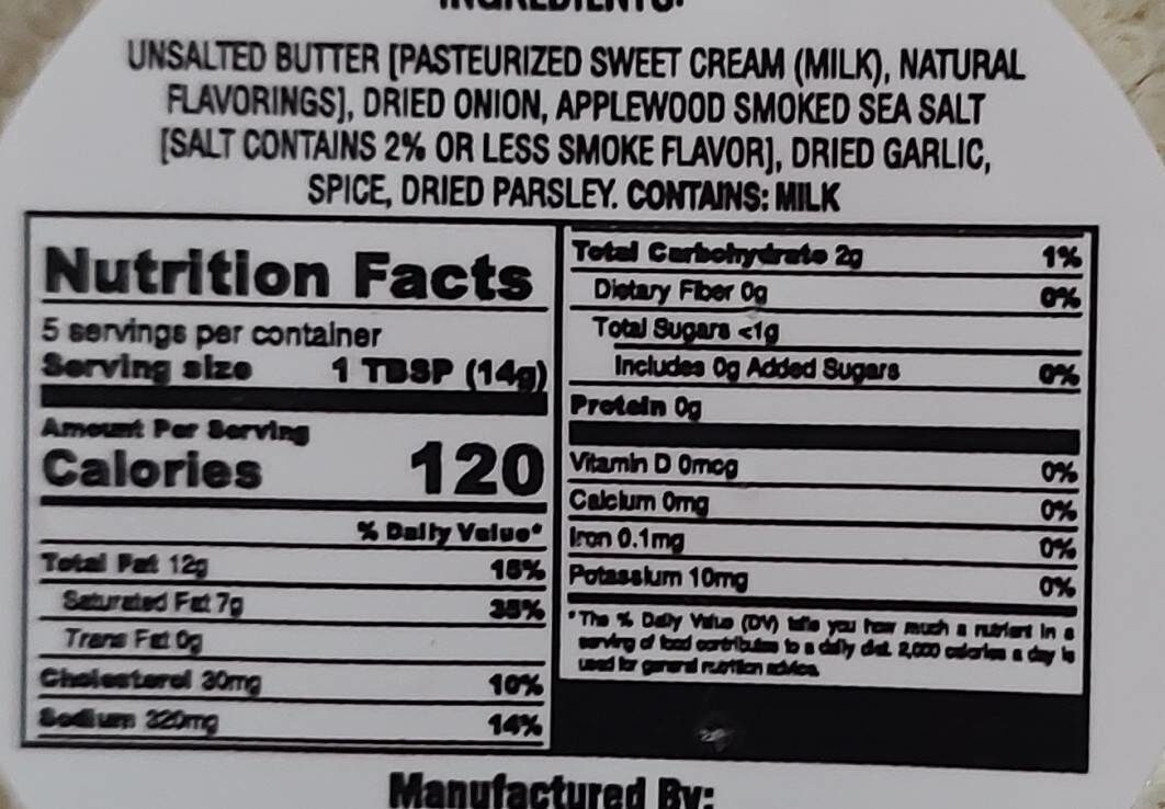 Infusion blends artisan butter - Nutrition facts