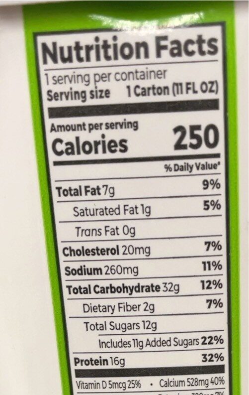 Organic nutritional shake - Nutrition facts