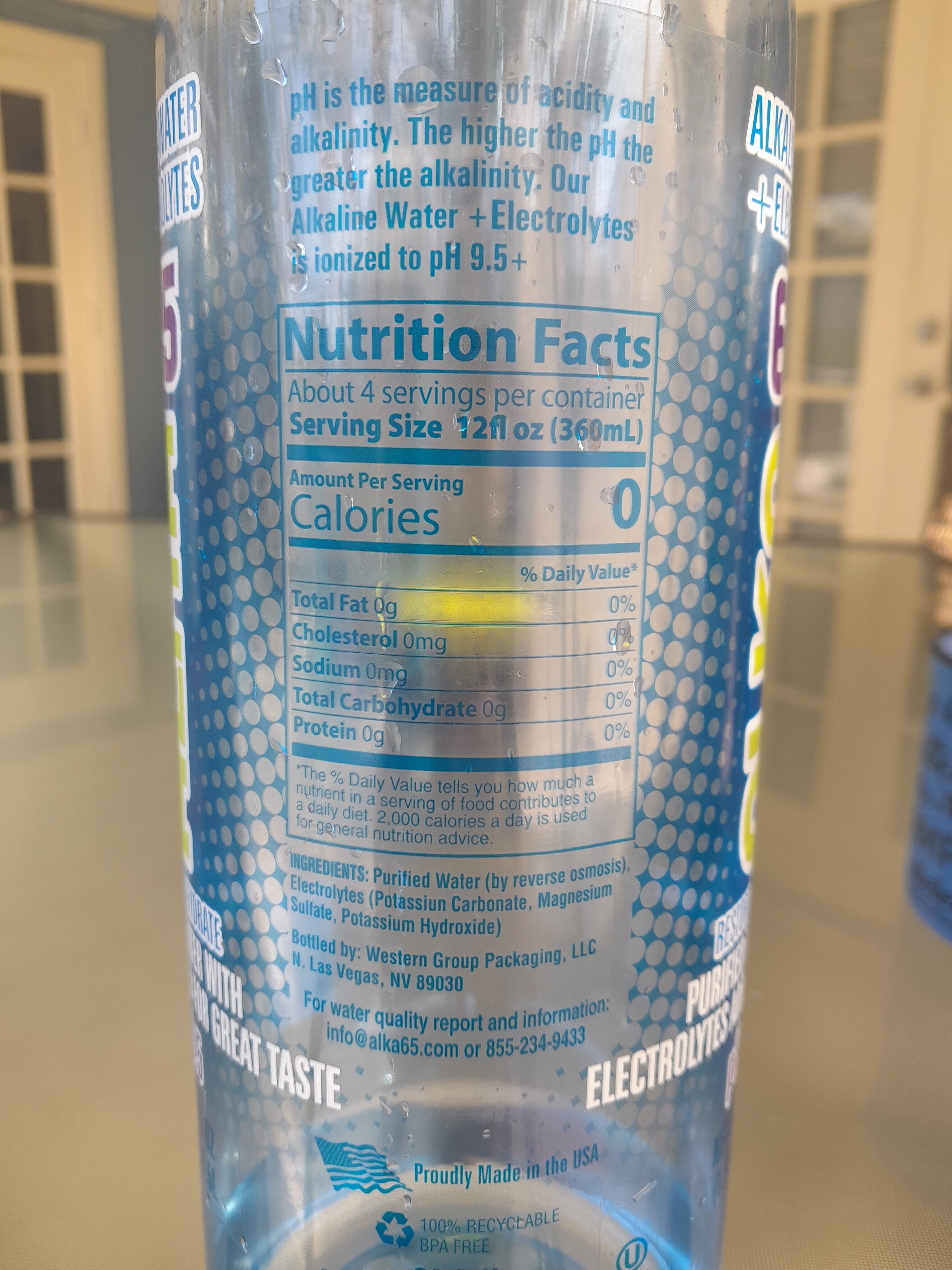 Alka 65, Alkaline Water + Electrolytes - Ingredients