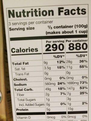 Deluxe Vegan Mac And Cheese - Nutrition facts