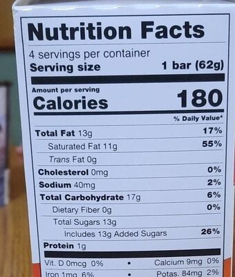 Salted Caramel Swirl Dessert Bars - Nutrition facts