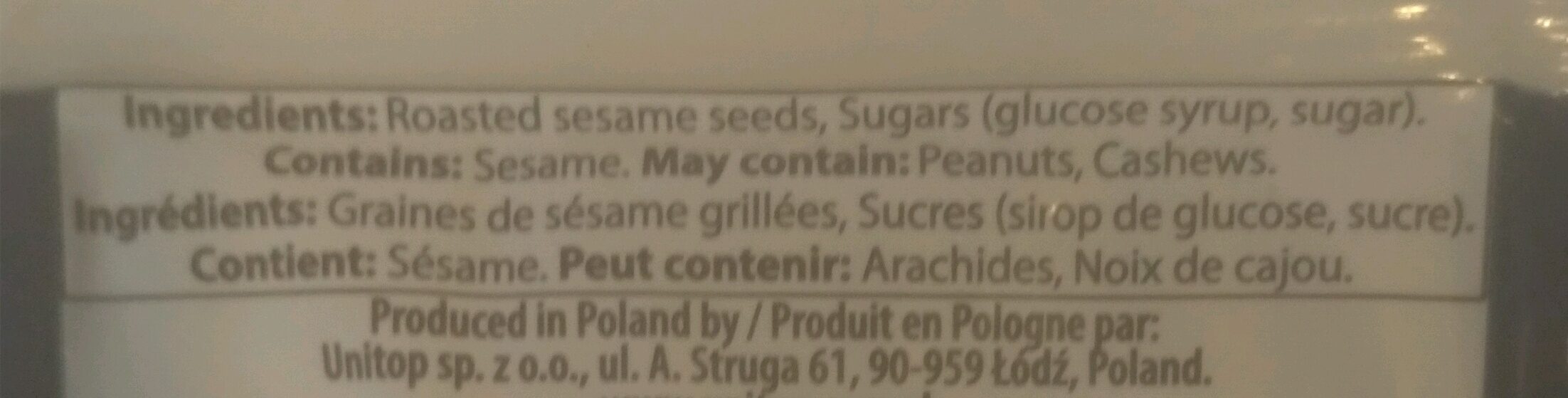 Sesame Snaps - Ingrédients