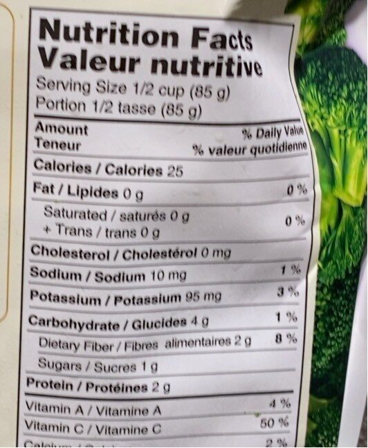 Broccoli florets - Nutrition facts - fr