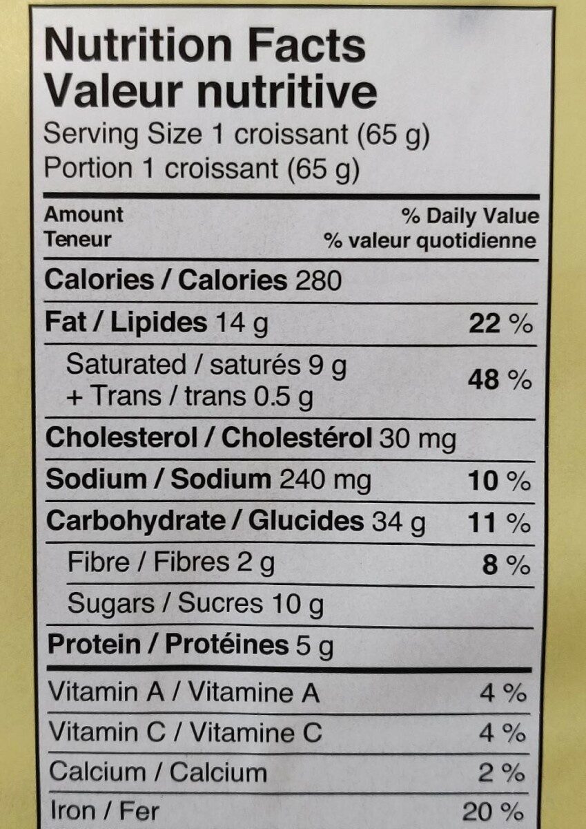 Chocolate Croissants - Nutrition facts