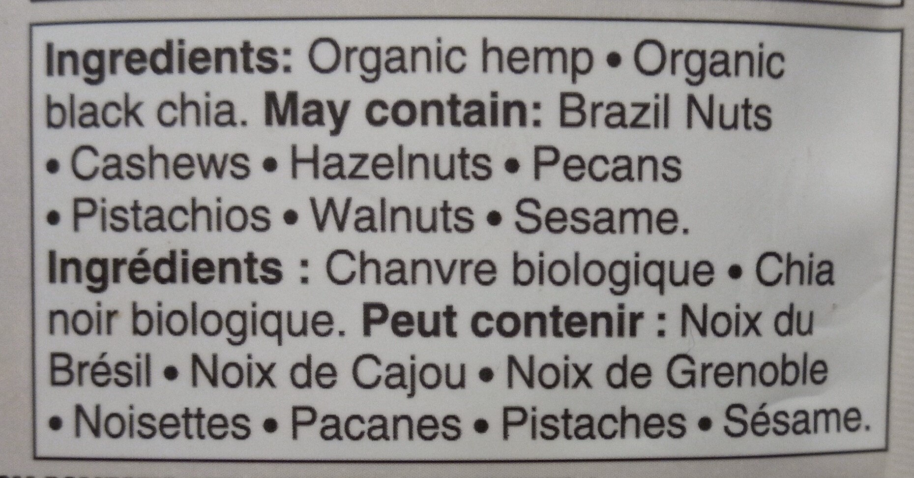 Chanvre et chia - Ingredients - fr