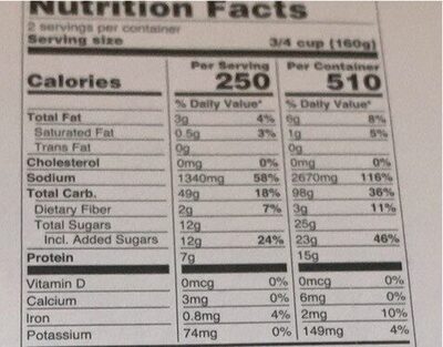 Chow Mein - Nutrition facts