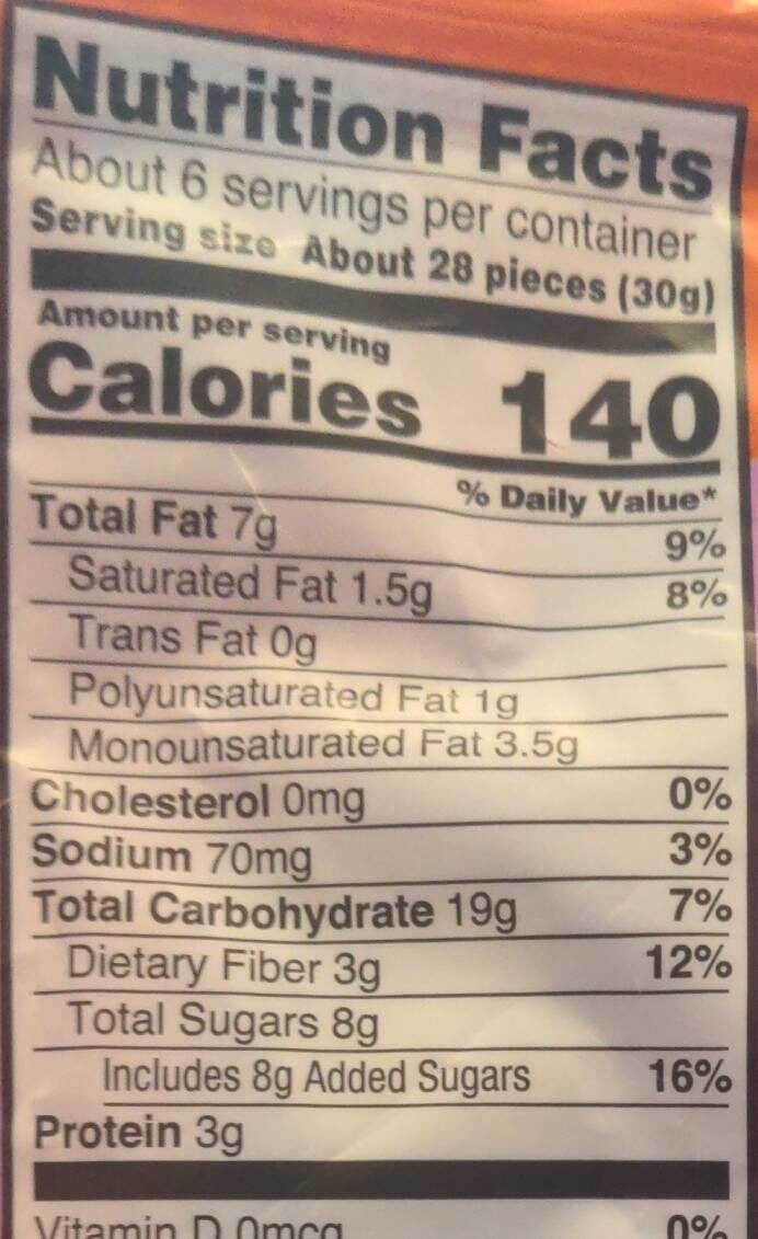Crunchy Bites - Chocolate Chip - Nutrition facts