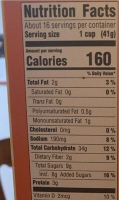 Crunchy Honey Roasted Cereal - Nutrition facts