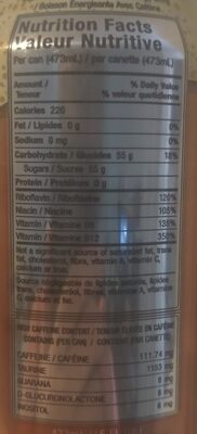Root Beer Energy Drink - Nutrition facts