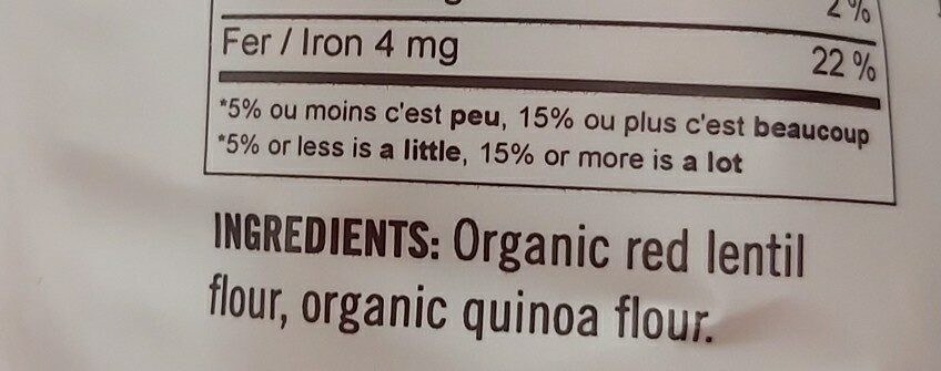 Fusilli Lentilles et Quinoa - Ingredients