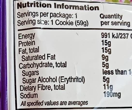 Double chocolate chip - Nutrition facts