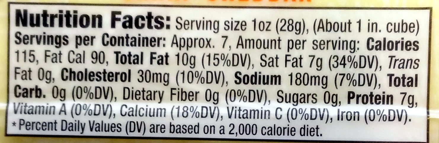 Sharp Cheddar Cheese - Nutrition facts