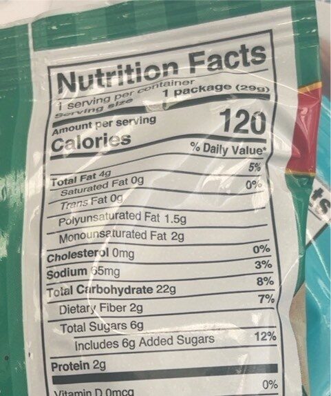 Educational Snacks - Nutrition facts