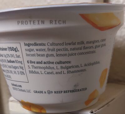 Mango on the Bottom Low Fat Greek Yogurt - Ingredients