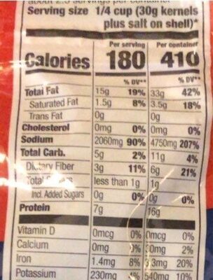 His salted and roasted peg bag - Nutrition facts - es