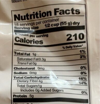 Macarrones de quinoa roja y blanca - Nutrition facts - es