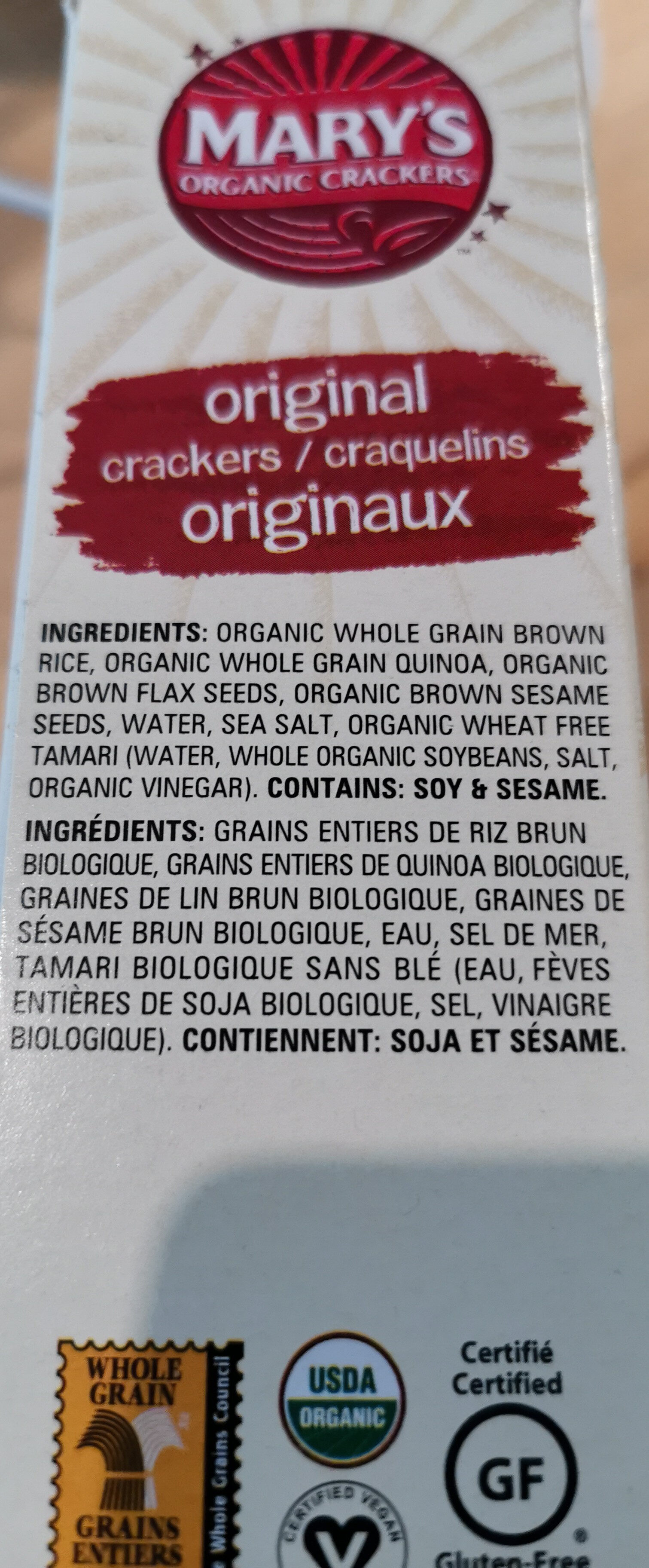 Organic original crackers - Ingredients