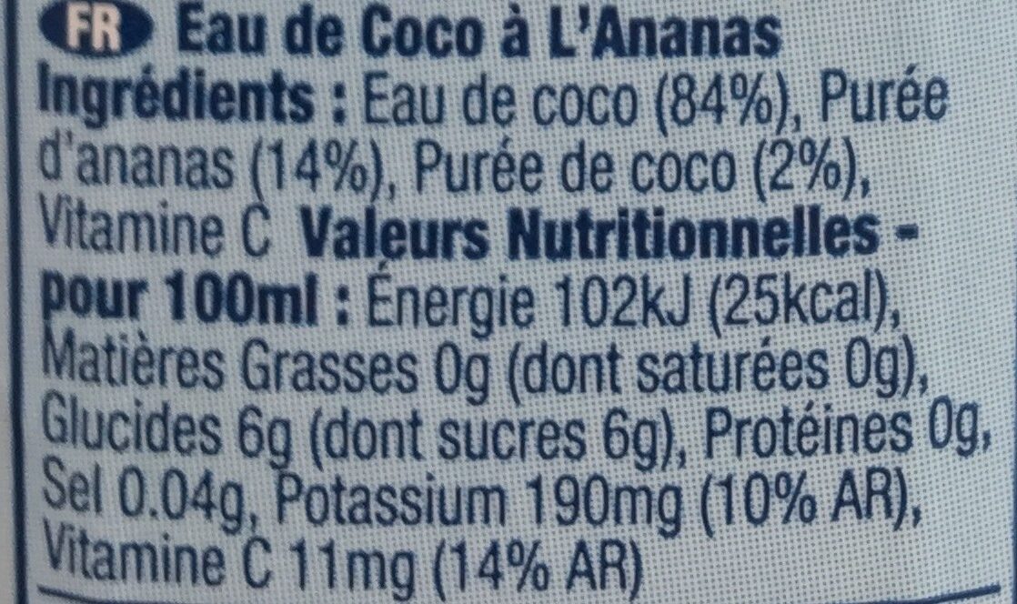 Vita coco, pure coconut water - Ingredients