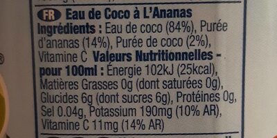 Vita coco, pure coconut water - Nutrition facts