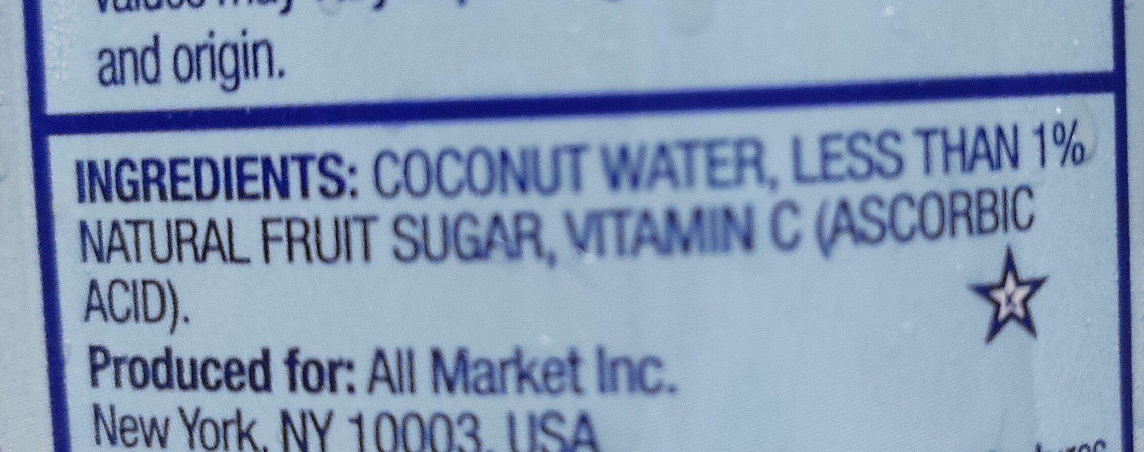Coconut Water - Ingredients