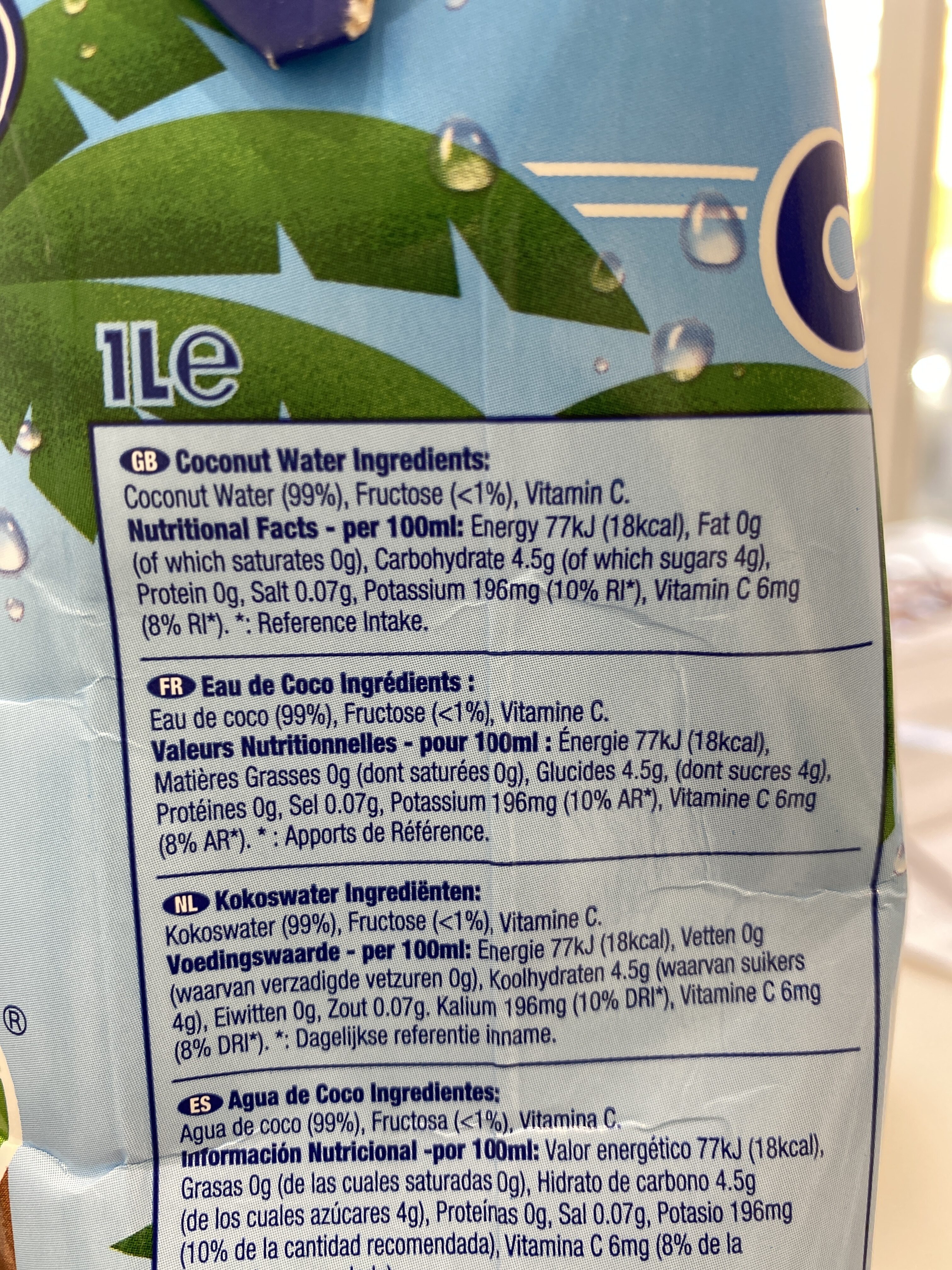 Coconut Water - Nutrition facts
