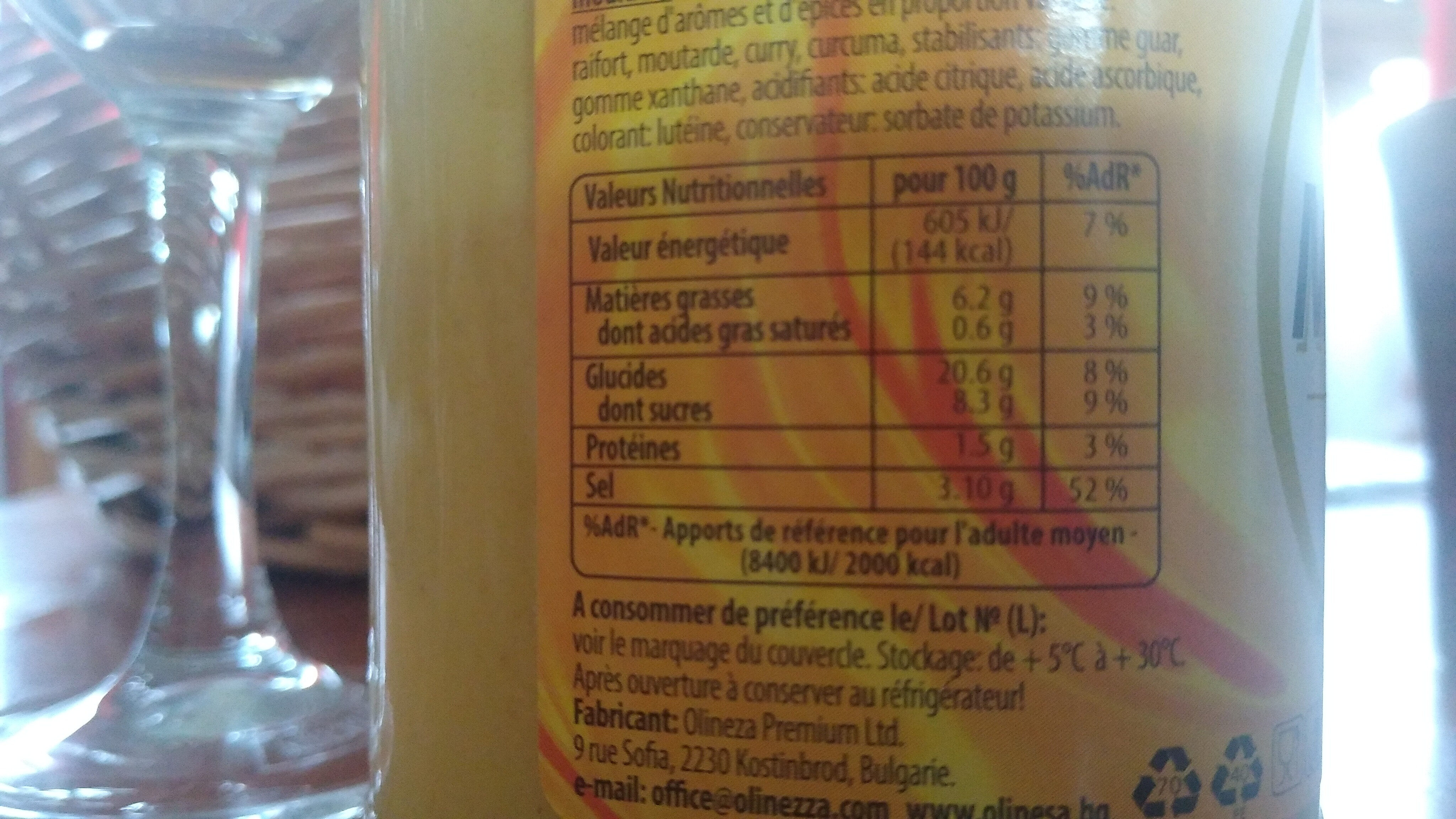 Moutarde fine - Nutrition facts - fr