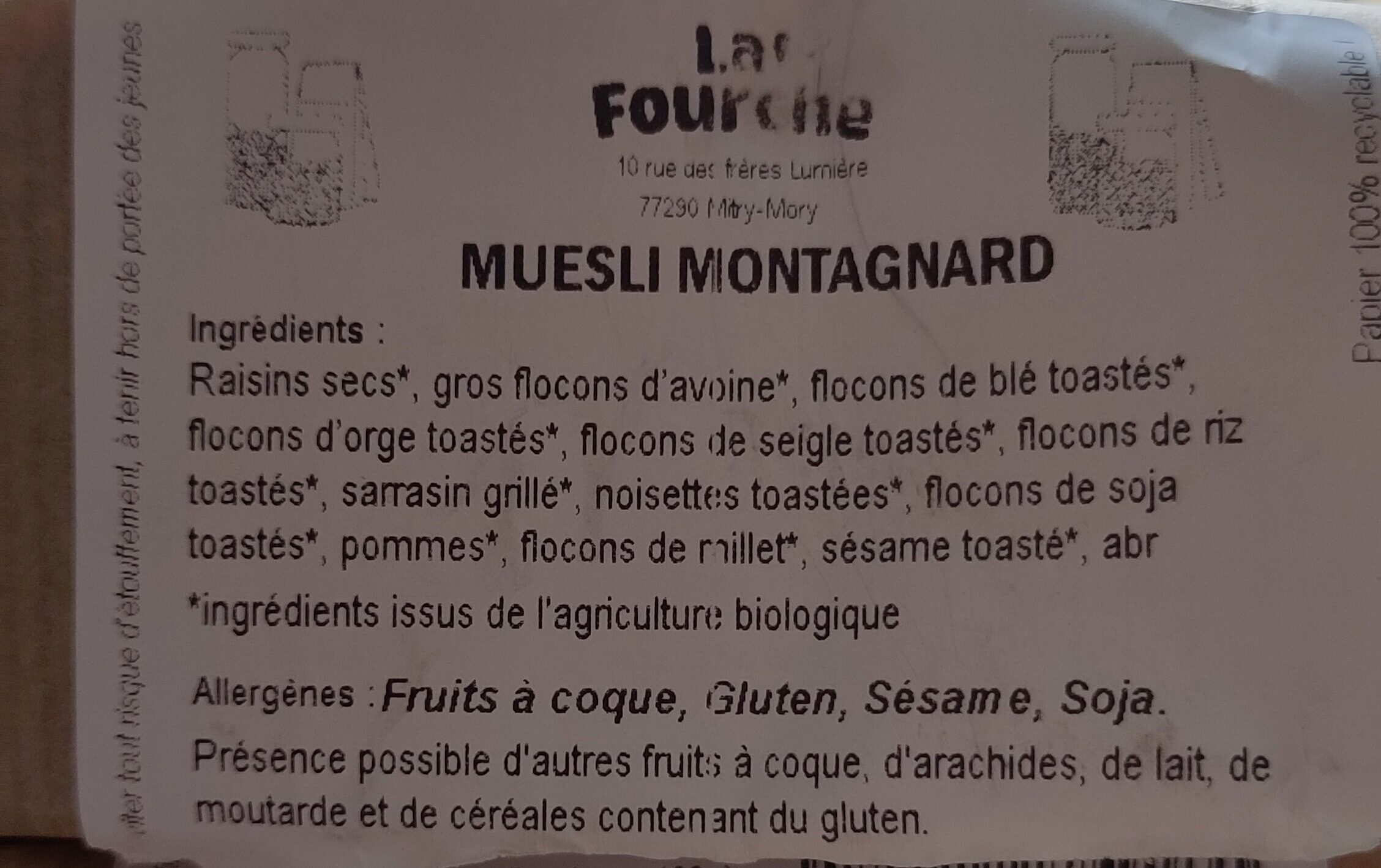 Muesli Montganard - Ingredients - fr