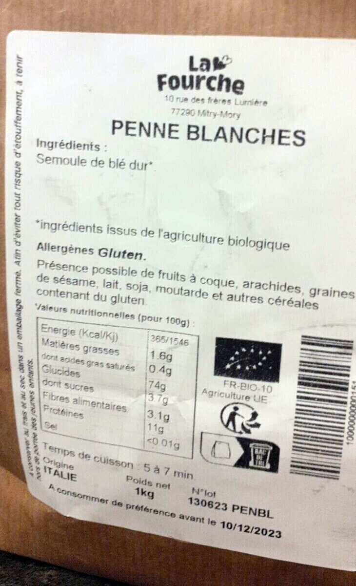 Penne blanches - Product - fr