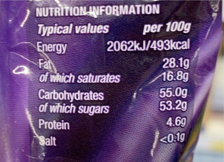 Dark chocolate chips - Nutrition facts