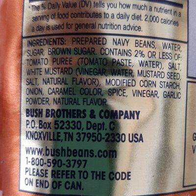 Bush'sBake bean - Ingredients