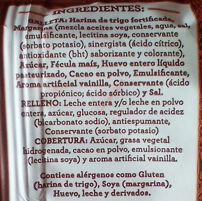 Tradición 1915 Alfajor Chocolate - Ingredients - es