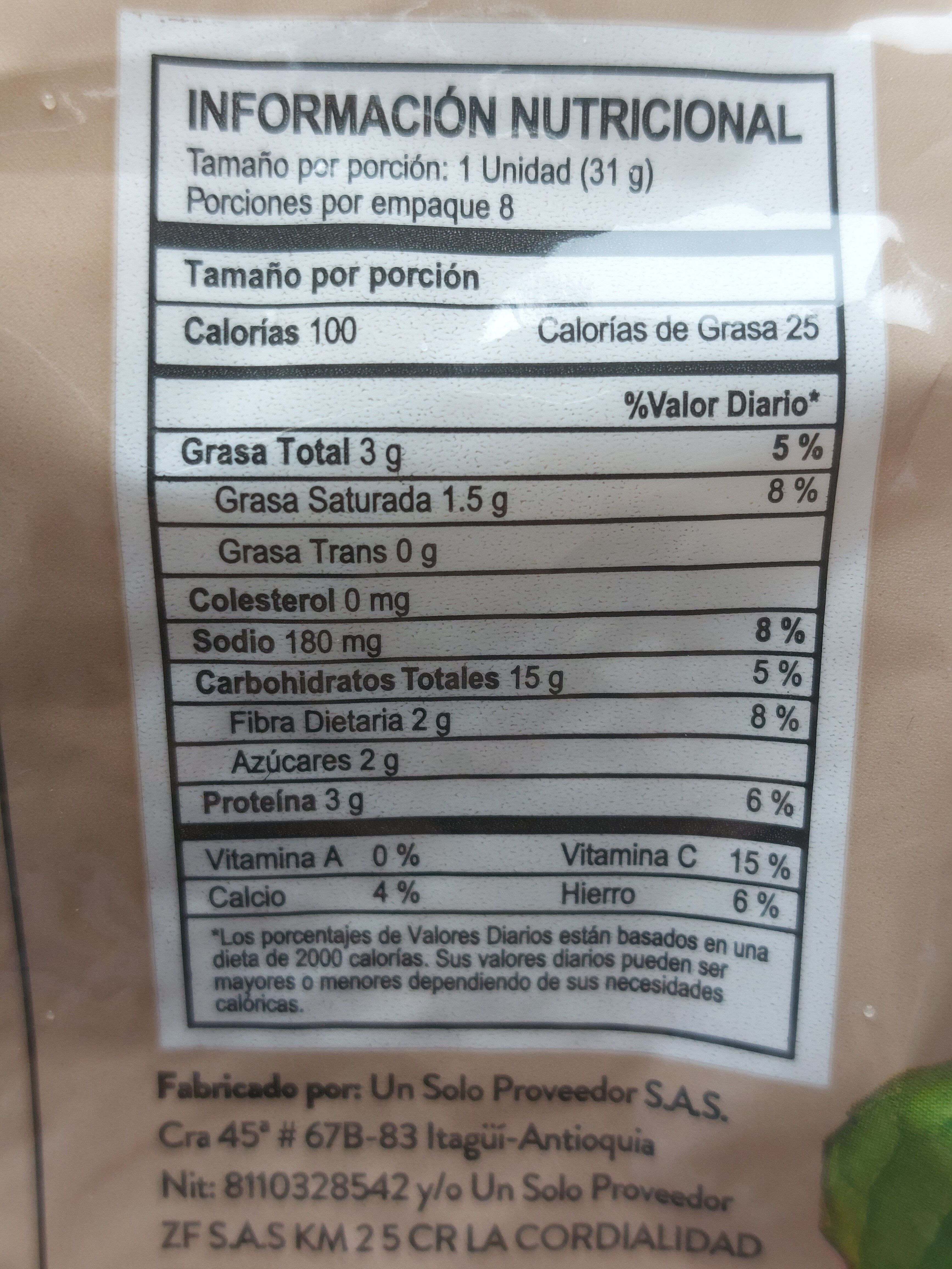 tortilla de harina de trigo integral natri - حقائق غذائية - es