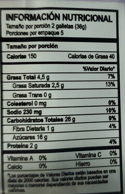 Natri galletas rellenas - Nutrition facts - es