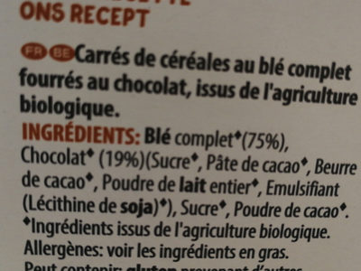 w. k. Kellogg bio petits coussins au chocolat - Ingrediënten - fr