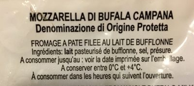 Mozzarella di bufala campana - Ingredienser - fr
