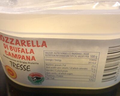 Mozzarella di bufala campana - Ernæringsfakta - fr