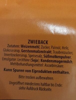 Zwieback - Ingredientes - de