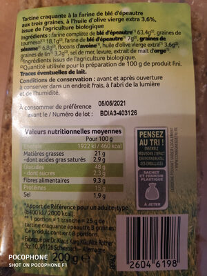 Tartines craquantes - Ingredients - fr
