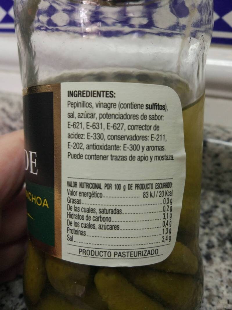 Pepinillos sabor anchoa - Nutrition facts - es